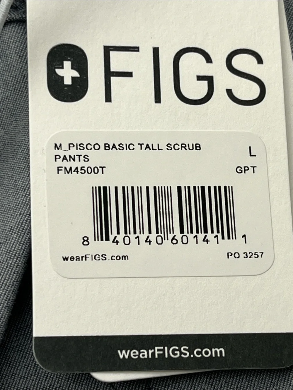 Figs Pisco Basic Large Tall Scrub Pants Mens Gray Grey Medical Pull-on NEW